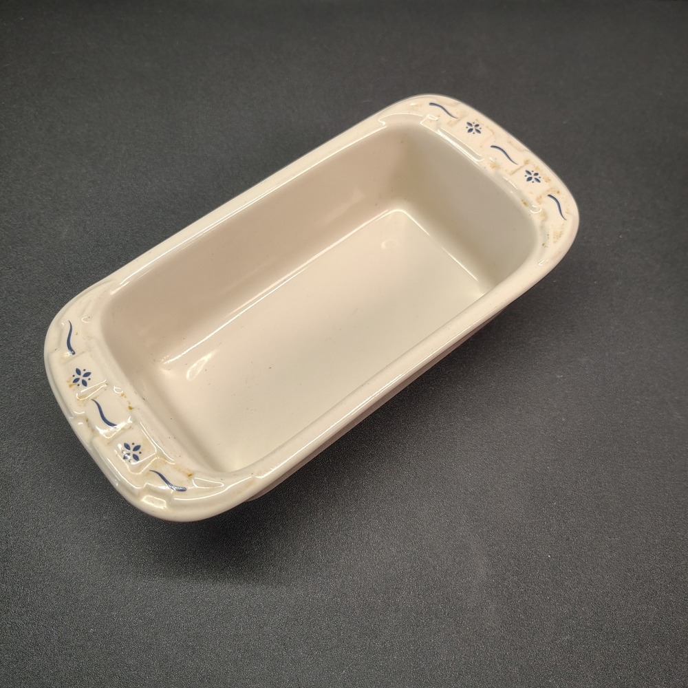 Longaberger Loaf Pan Kitchen Cream Blue Woven Traditions Pottery Bakeware